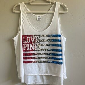 Victoria’s Secret PINK American Flag Sequin Muscle Tank s XL
